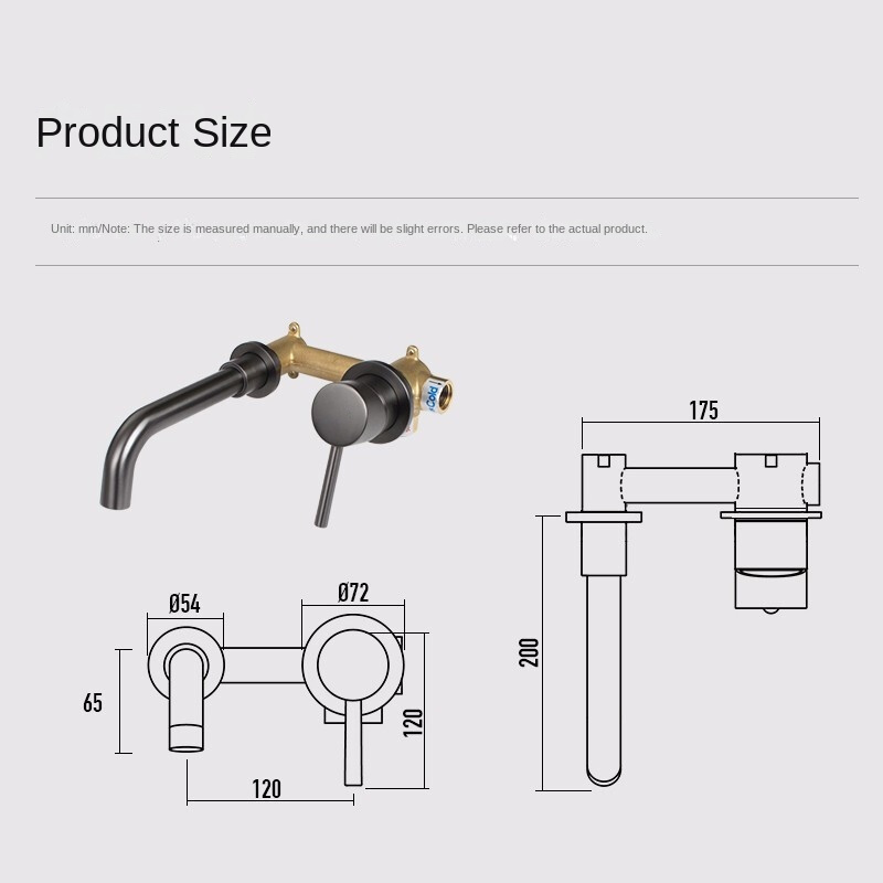 KaiPing Brass Single Lever Faucet Wall Mounted Gun Grey 360 rotation Concealed Basin Mixer Faucet