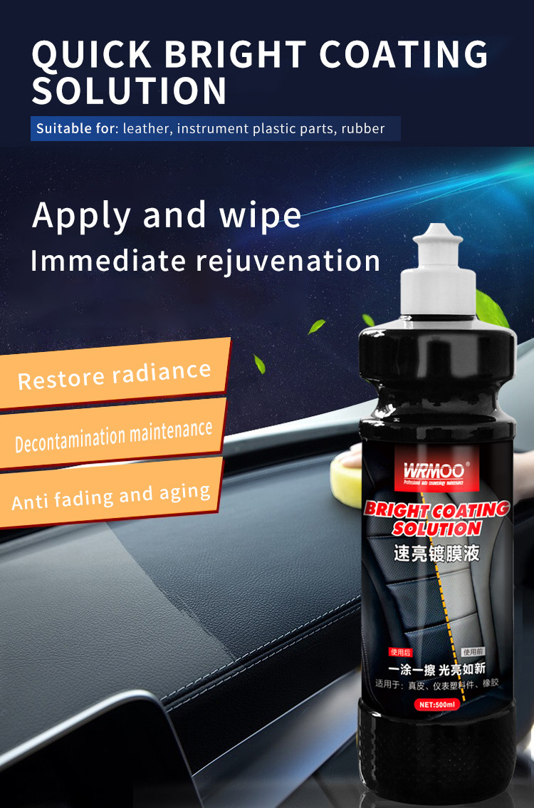 Plastic restorer, black gloss automotive cleaning product, automotive polishing and repair coating refurbisher