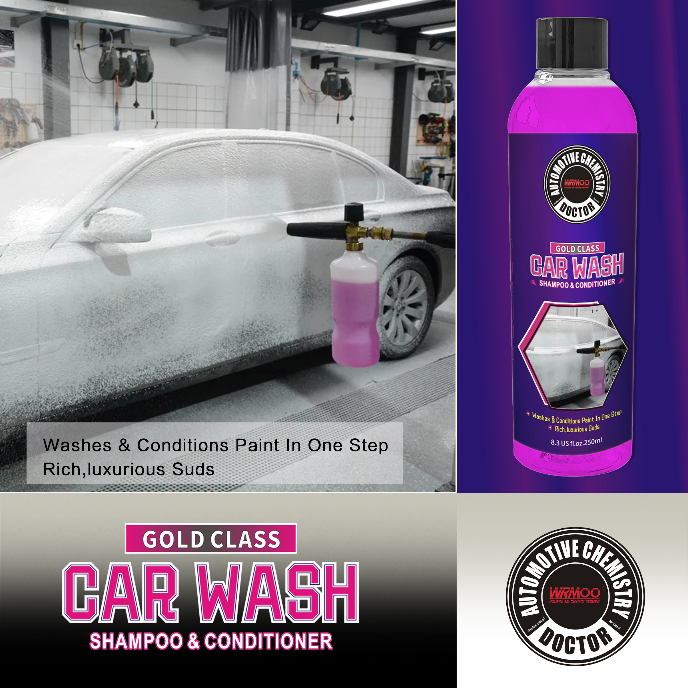 Super Concentrated Car Wash Shampoo Waterless Carnauba Wax Premium Gold for Car Cleaning and Car Care