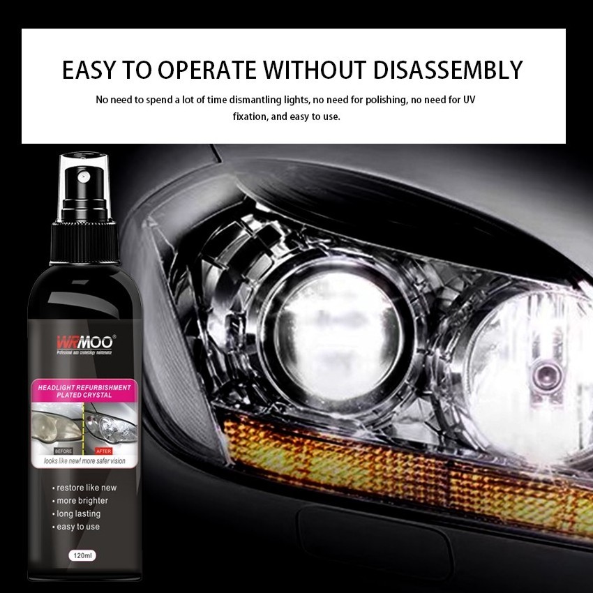 Car headlight repair, crystal plated headlights, yellowing, blurring, refurbishing agent, maintenance products