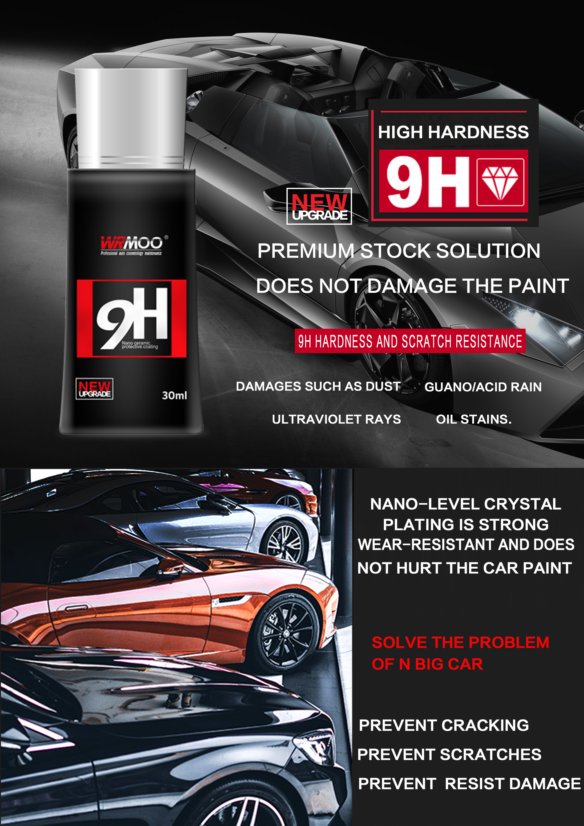 Nano ceramic coating 10h Diamond hardness high gloss waterproof coating Anti-fading ceramic car coating