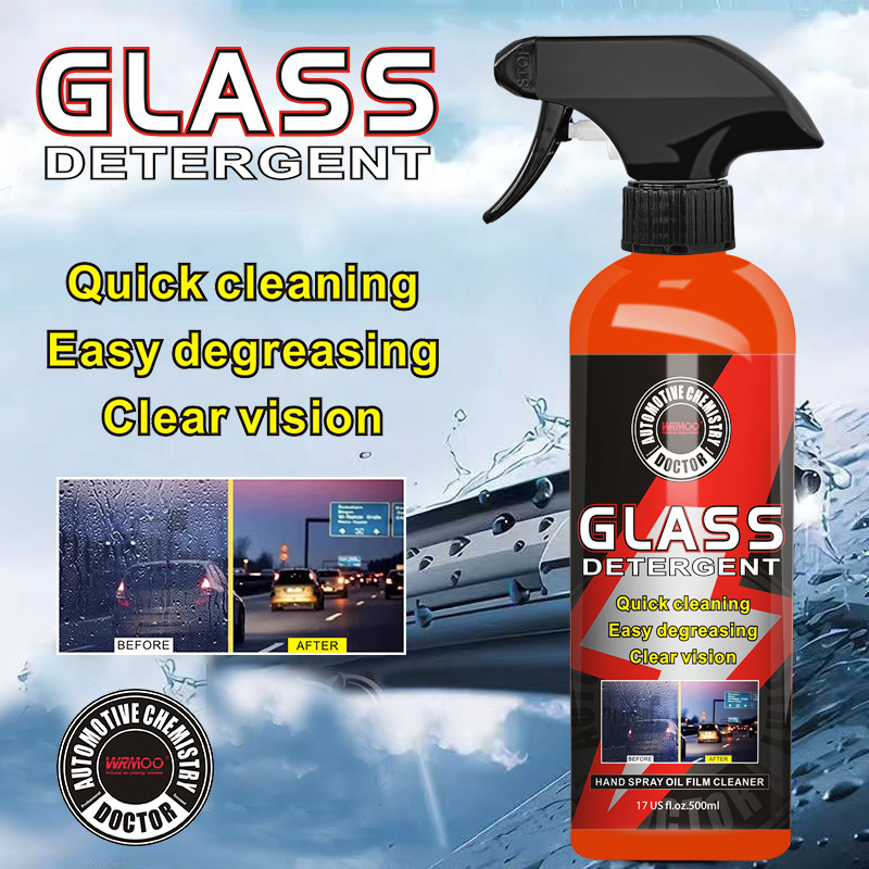 Clean the oil film on the front windshield of a car, remove the oil film from the windows, and clean the oil stains