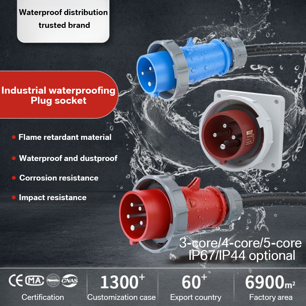 32A IP44 Industrial 3 Phase Male Female Industrial plug and socket 16A 3pin Waterproof IP67 440V Plastic Industrial Socket