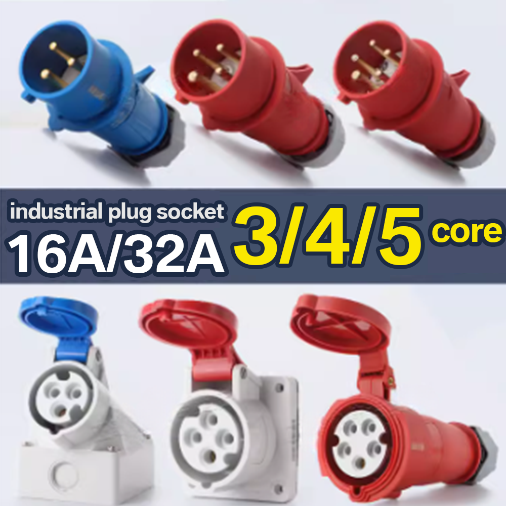 32A IP44 Industrial 3 Phase Male Female Industrial plug and socket 16A 3pin Waterproof IP67 440V Plastic Industrial Socket