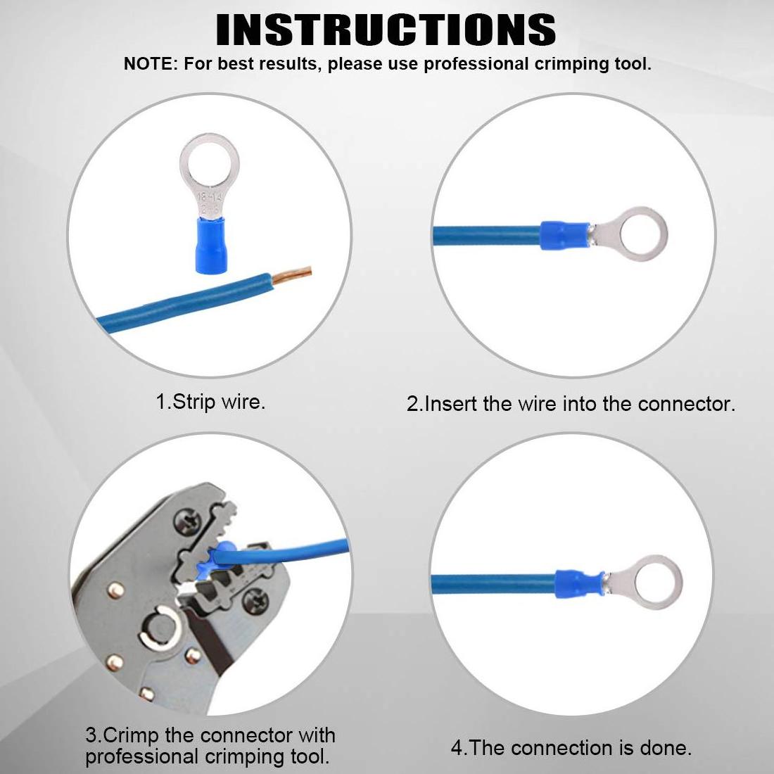 RNB 22-8 RV Series 22-10AWG AWG16-14  plating tin insulated spade fork cabl lug terminal connector Crimp crimping tool Terminals