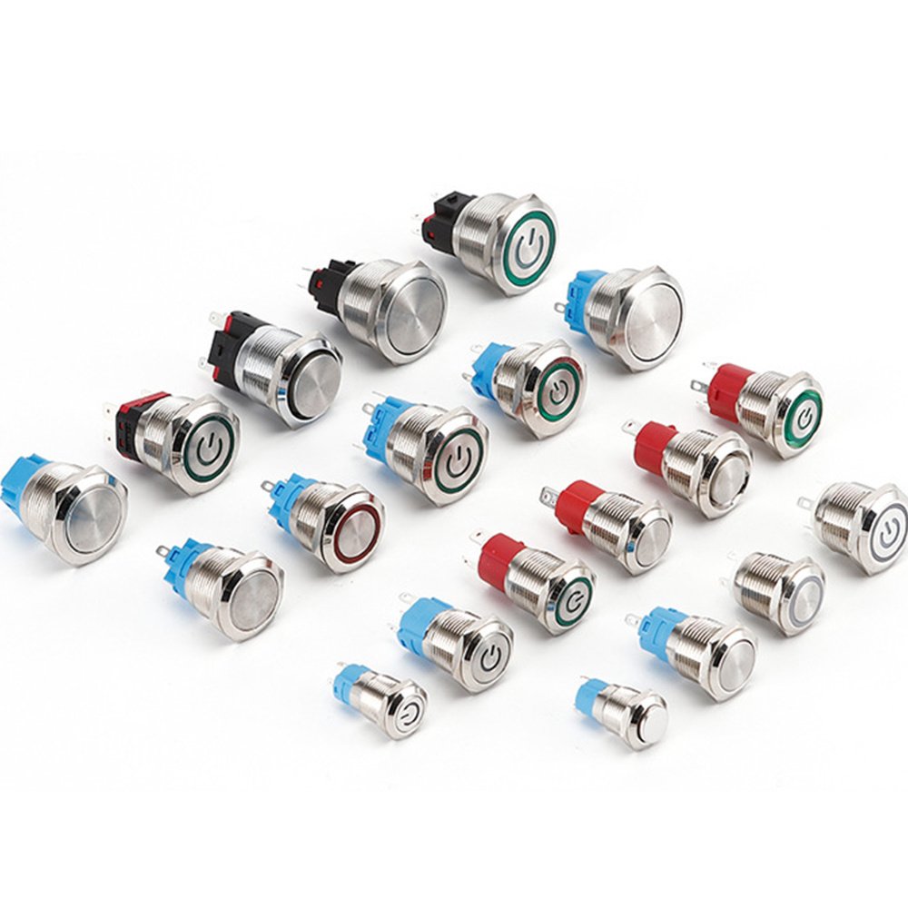 IP65 self-locking Stainless Steel Metal 10/12/16/22mm Momentary Led Small Push Button Switches