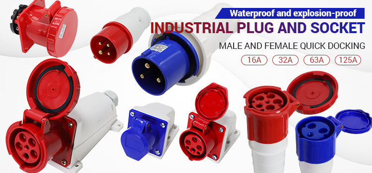 63 Amp UK Industrial Plug Socket IP44 IP67 3P+N+E 220 240V 380V 415V 16A 32A Industrial Plug Socket Plastic Industrial Plug