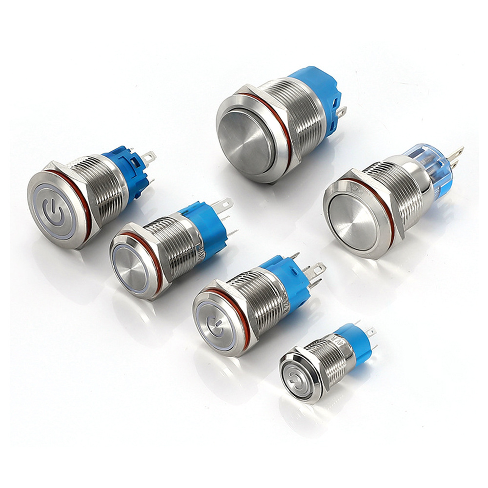 IP65 self-locking Stainless Steel Metal 10/12/16/22mm Momentary Led Small Push Button Switches