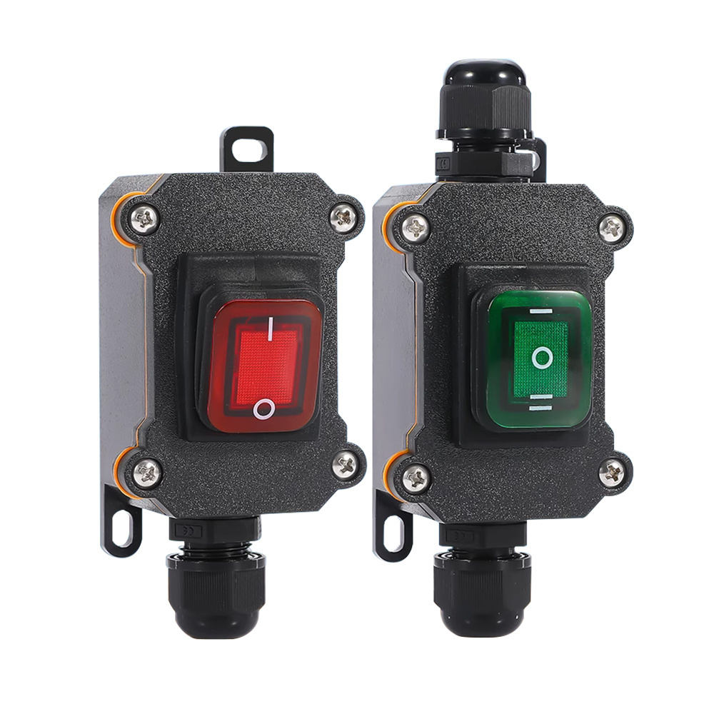 Outdoor Inline Cord Switch 16A/250V 20A/125V AC Waterproof Inline Rocker Switch with Red Light 4 Pin DPST Inline Power Switches