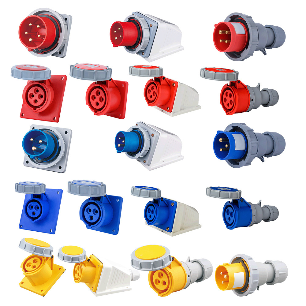 63 Amp UK Industrial Plug Socket IP44 IP67 3P+N+E 220 240V 380V 415V 16A 32A Industrial Plug Socket Plastic Industrial Plug