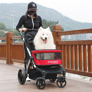 DODOPET large stock customized easy folding Pet strollers dog travel cart 4 wheels Big dog cat stroller for 2 dogs