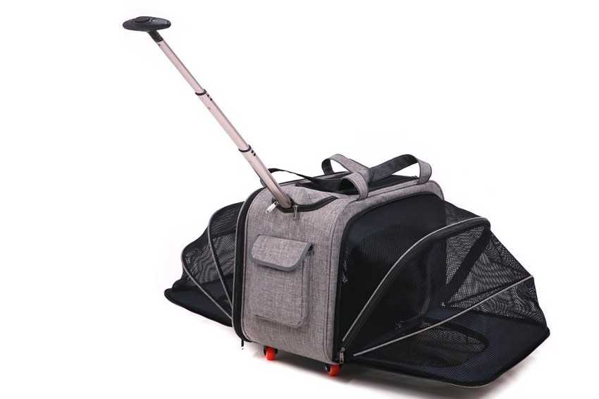 Foldable Wheeled Rolling Extension Pet Cat Trolley Bag Pet Dog Carrier On Wheels