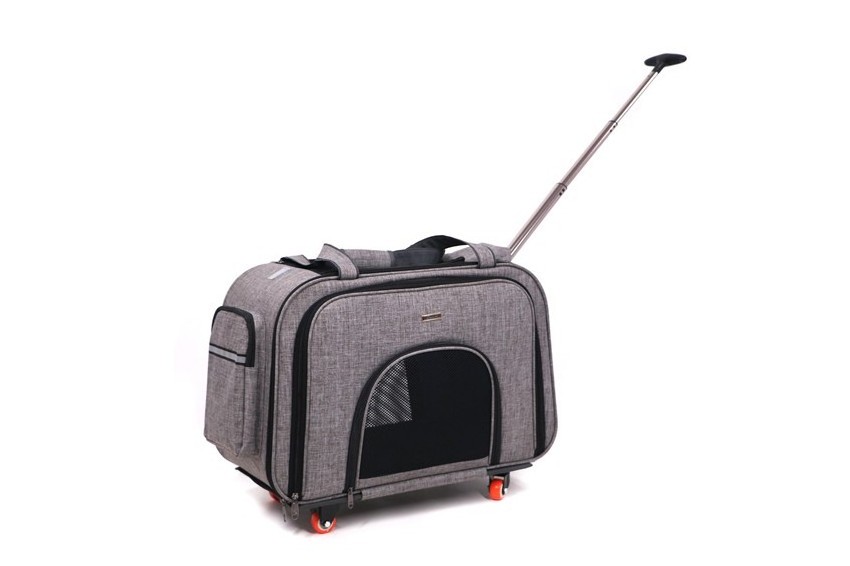 Foldable Wheeled Rolling Extension Pet Cat Trolley Bag Pet Dog Carrier On Wheels