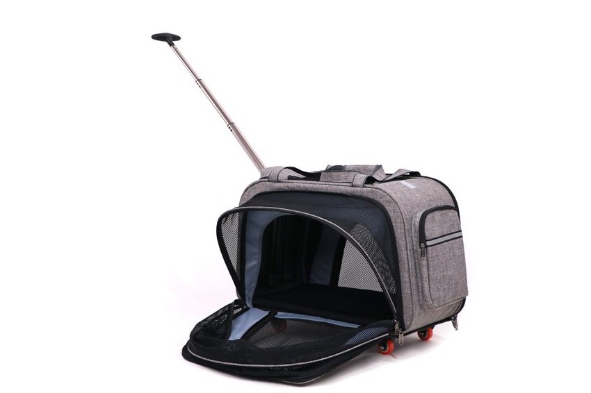 Foldable Wheeled Rolling Extension Pet Cat Trolley Bag Pet Dog Carrier On Wheels