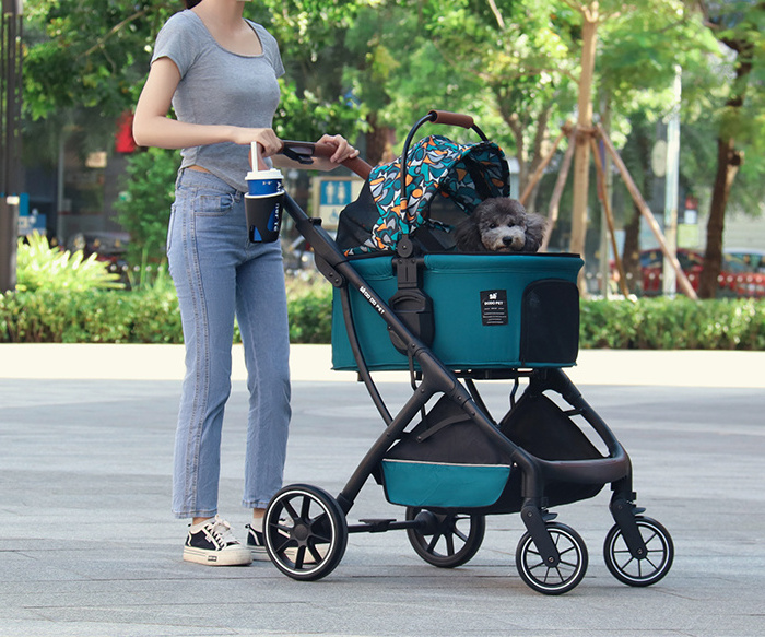 Wholesale detach foldable four wheels cat pet carrier japan dog pet stroller for cat and dogs