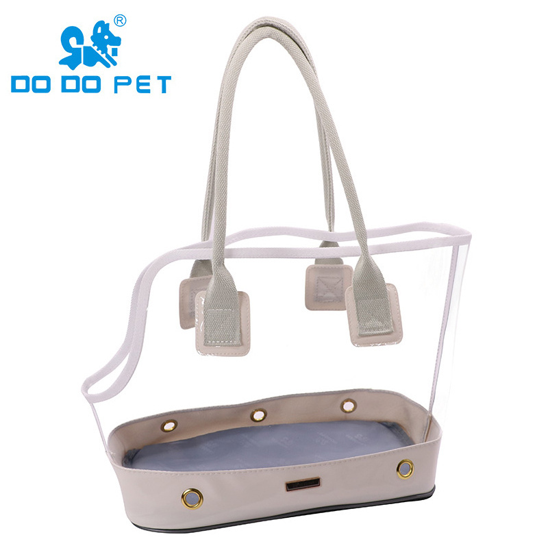 Outdoor pvc transparent travel pet carrier handbag for small dogs and cats