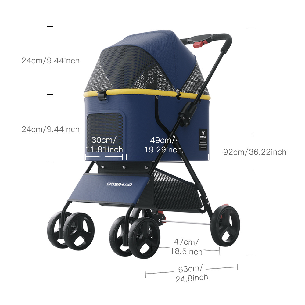 luxury wholesale 4 wheels pet dog stroller cart travel outdoor small dog pram carrier stroller for medium dogs