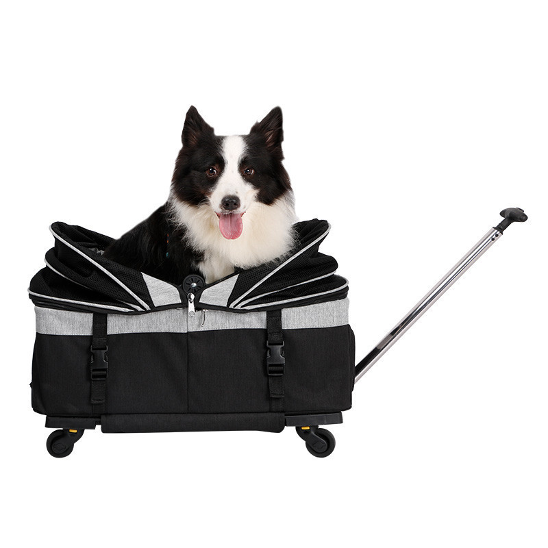 New Fashion Outdoor Designer Dog Pet Trolley Cat Carriers Travel Carrier Trolley Stroller Bag Pet Cages Carriers & Houses Solid