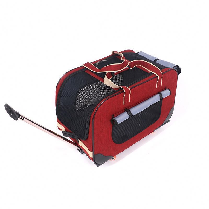 AlibabaOnline hot selling Wholesale travel dog trolley carrier cat trolley Rolling pet carrier bag with wheel