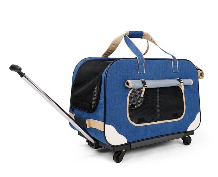 AlibabaOnline hot selling Wholesale travel dog trolley carrier cat trolley Rolling pet carrier bag with wheel