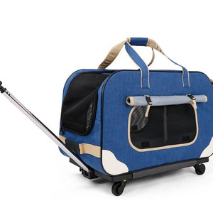 AlibabaOnline hot selling Wholesale travel dog trolley carrier cat trolley Rolling pet carrier bag with wheel