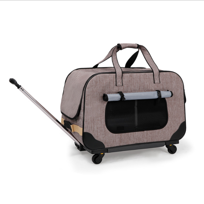 AlibabaOnline hot selling Wholesale travel dog trolley carrier cat trolley Rolling pet carrier bag with wheel