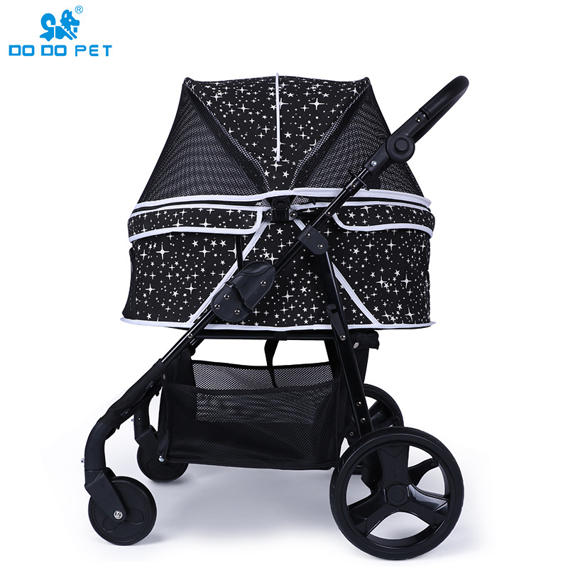 Hot Sale  Folding Removable Liner Show Oxford Cloth For Pet Cat Dog Travel Carrier Trolley Stroller With 4 Wheels