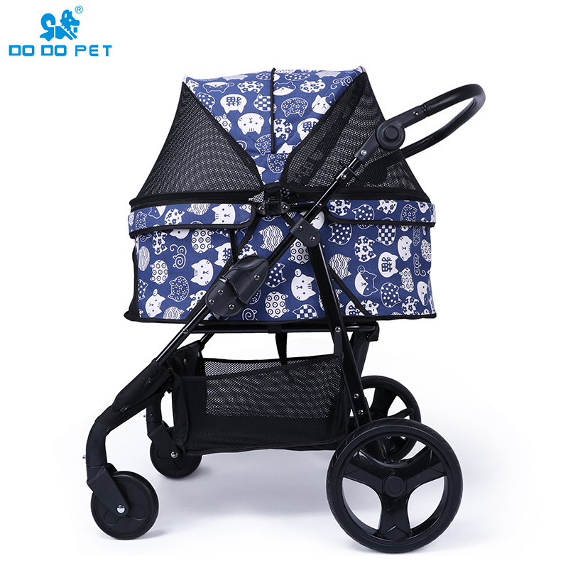 Hot Sale  Folding Removable Liner Show Oxford Cloth For Pet Cat Dog Travel Carrier Trolley Stroller With 4 Wheels