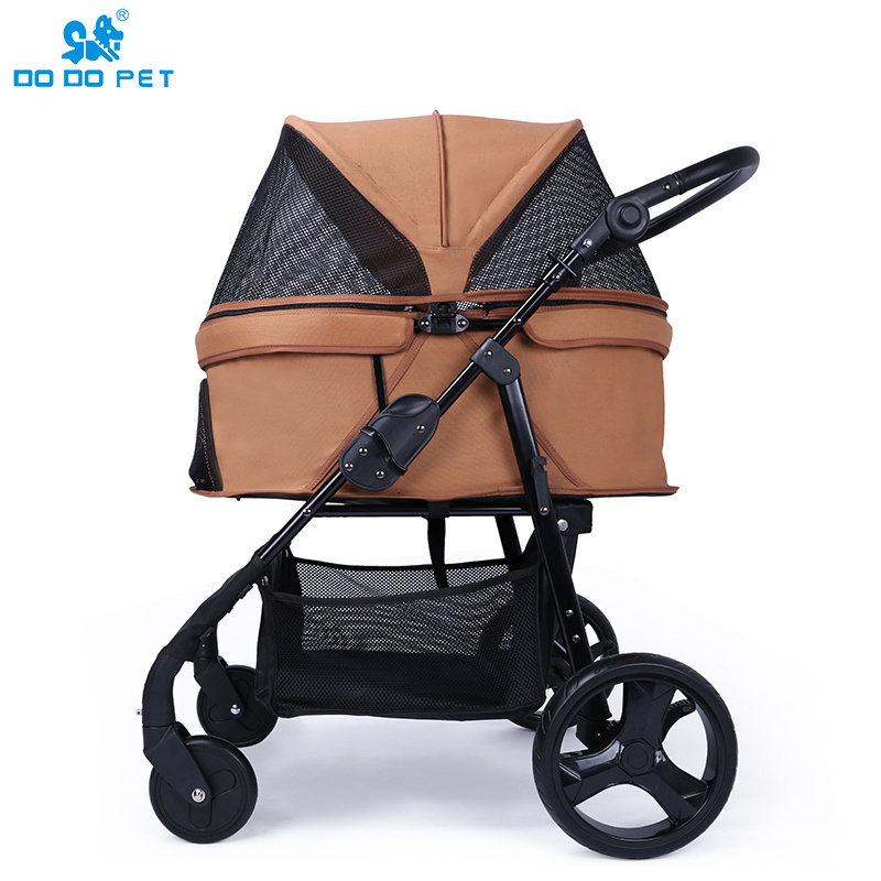 Hot Sale  Folding Removable Liner Show Oxford Cloth For Pet Cat Dog Travel Carrier Trolley Stroller With 4 Wheels