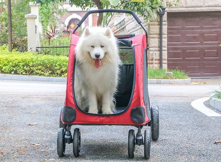 Factory wholesale pet dog carrier stroller cat 4 wheels travel cart  detachable luxury big larger dog pet stroller for dogs