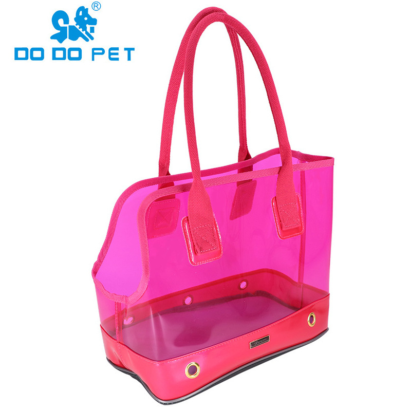 Outdoor pvc transparent travel pet carrier handbag for small dogs and cats