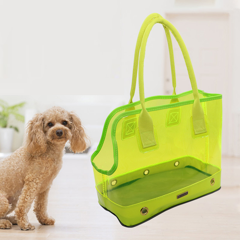 Outdoor pvc transparent travel pet carrier handbag for small dogs and cats