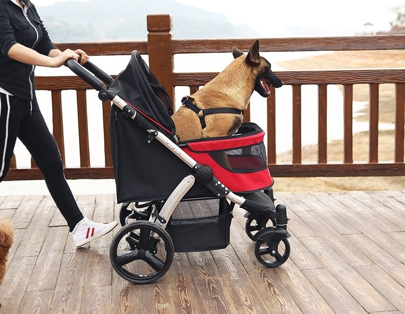 DODOPET large stock customized easy folding Pet strollers dog travel cart 4 wheels Big dog cat stroller for 2 dogs