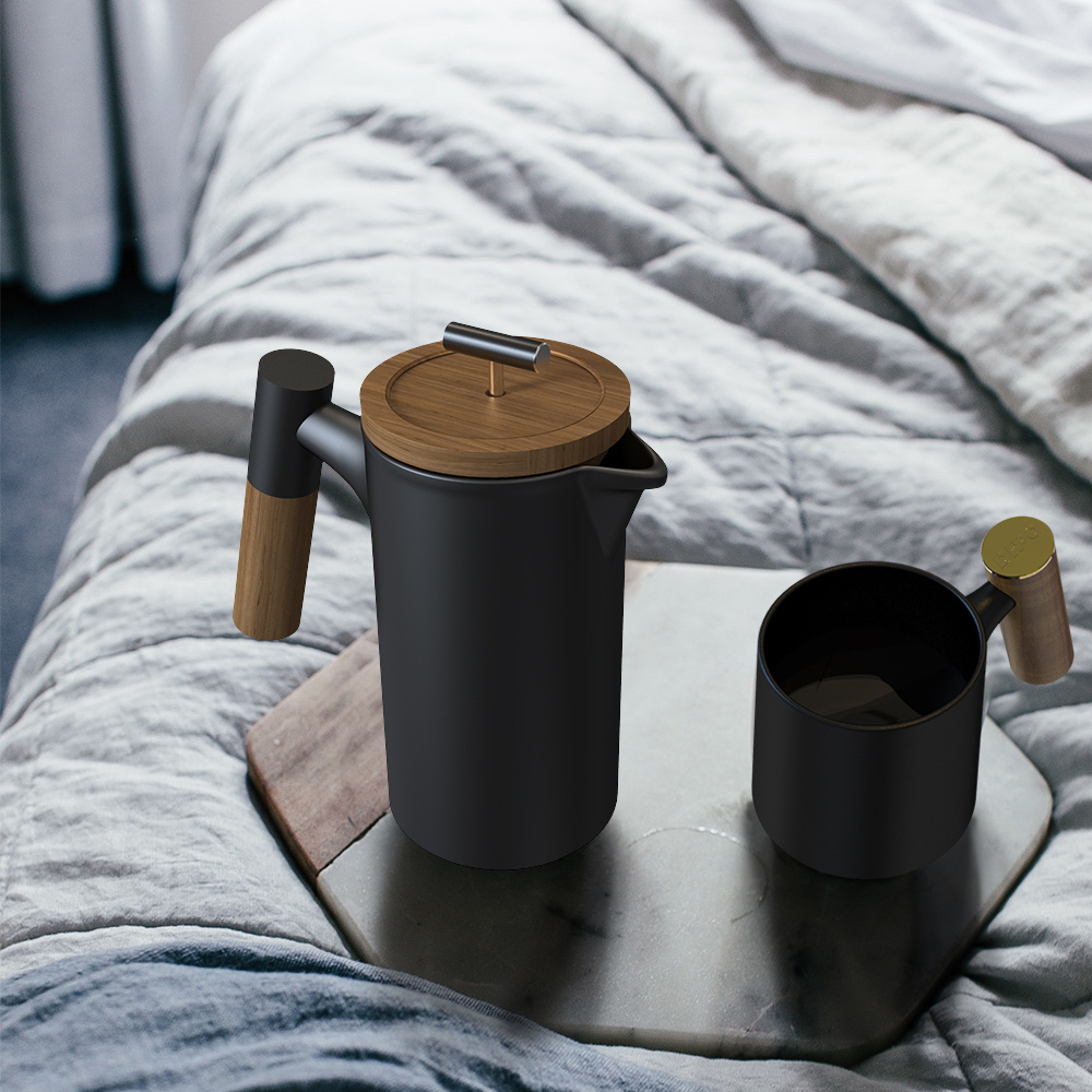 Hot-selling Ceramic Custom French Press with Bamboo Handle flask thermos tea pot vacuum flask