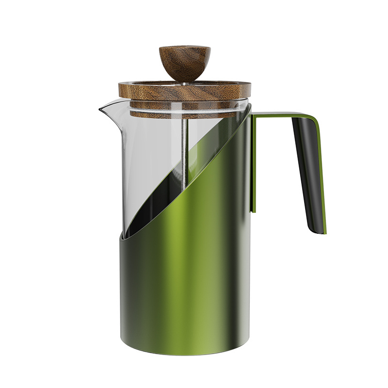 Hot Selling Green Stainless Steel with Glass French Coffee Press New Design Portable Coffee Pot with 304 SLS Filter