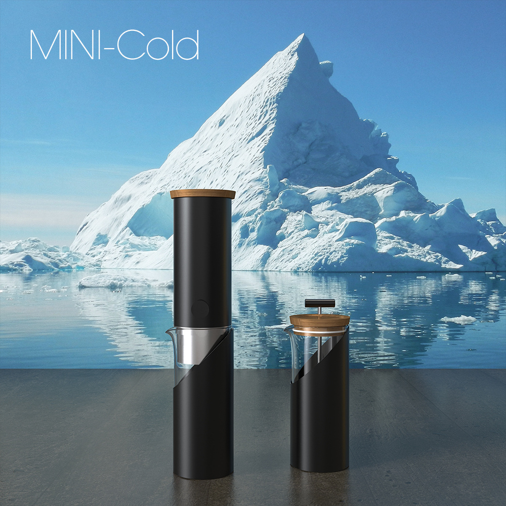 DHPO portable mini cold brew maker for coffee and tea 304 stainless steel outframe and plunger and high borosilicate glass body