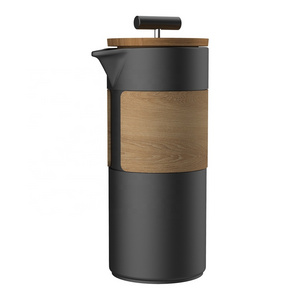 DHPO Lead & Cadmium-free Custom porcelain ceramic travel french press with stainless steel filter