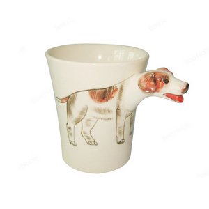 china ceramic eco porcelain cup dog 3d coffee mug animal white mug  with logo