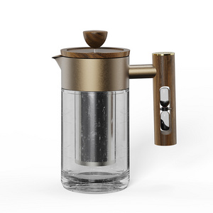 DHPO French Press Coffee Maker Heat Resistant Glass With 304 Stainless Steel Lid Extra-Fine Infuser Coffee Press for Home