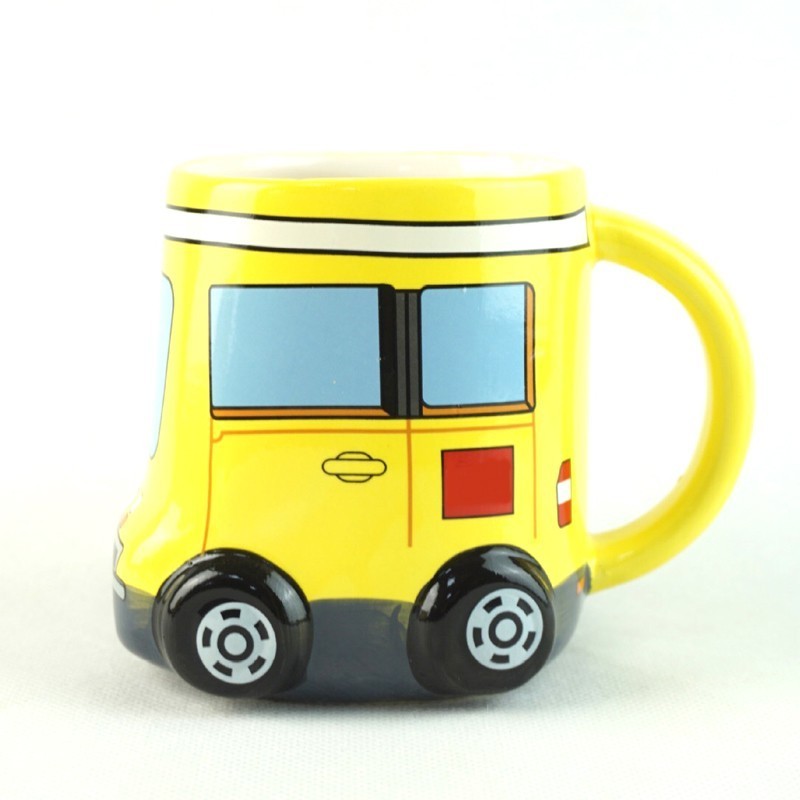 2021 3d shaped blue bus ceramic mug for coffee