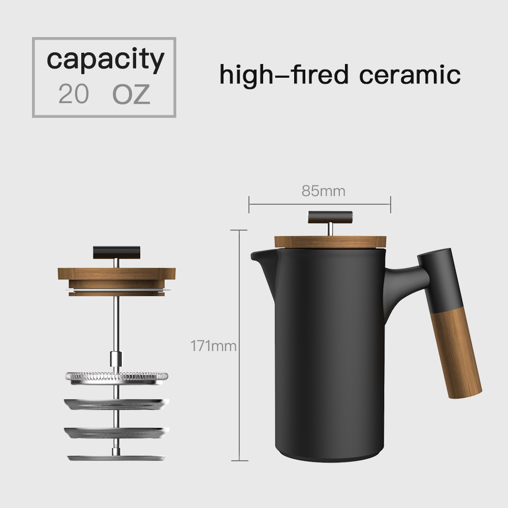 Hot-selling Ceramic Custom French Press with Bamboo Handle flask thermos tea pot vacuum flask