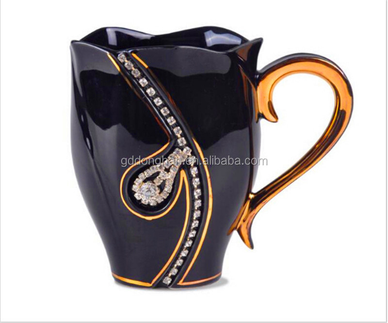 ceramic 3D rhinestones decoration cup coffee cocoa afternoon tea mug porcelain creative diamond couple mug cup