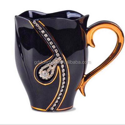 ceramic 3D rhinestones decoration cup coffee cocoa afternoon tea mug porcelain creative diamond couple mug cup