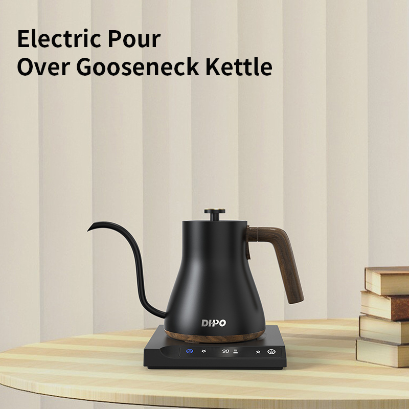 DHPO 220V 600ml Stainless Steel fine Mouth temperature control electric Gooseneck Pour-Over pot Pouring Coffee Kettle