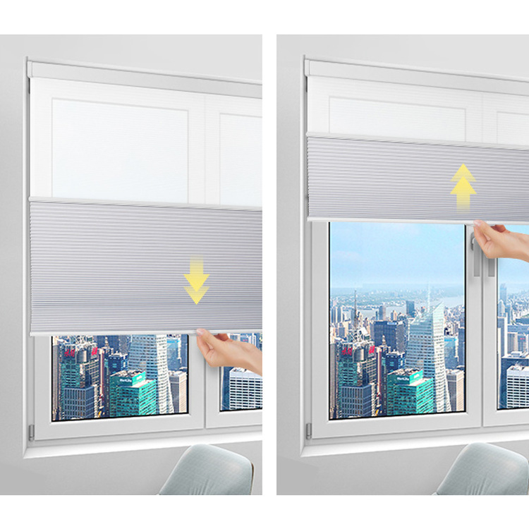 Cordless Honeycomb Blinds Cellular Shades Full Blackout Light Through Day And Night Honeycomb for French Windows