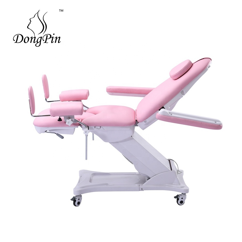 Hospital Treatment Table Electric 2 Motors Gynecological Examination Chair With Stirrup