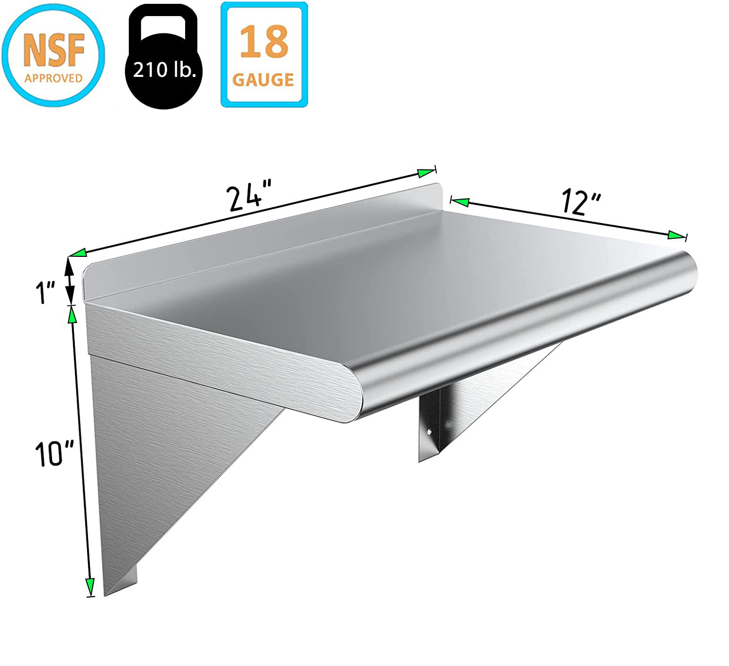 Dontalen NSF Stainless Steel Wall Shelf Set Custom Wall Mounted Floating Shelves