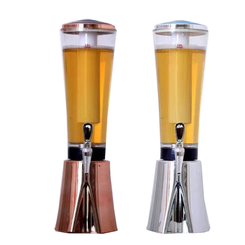 Dontalen 3L Capacity Automatic Plastic Green One Tap Beer Tower Drink Dispenser With Ice Tube Cooling