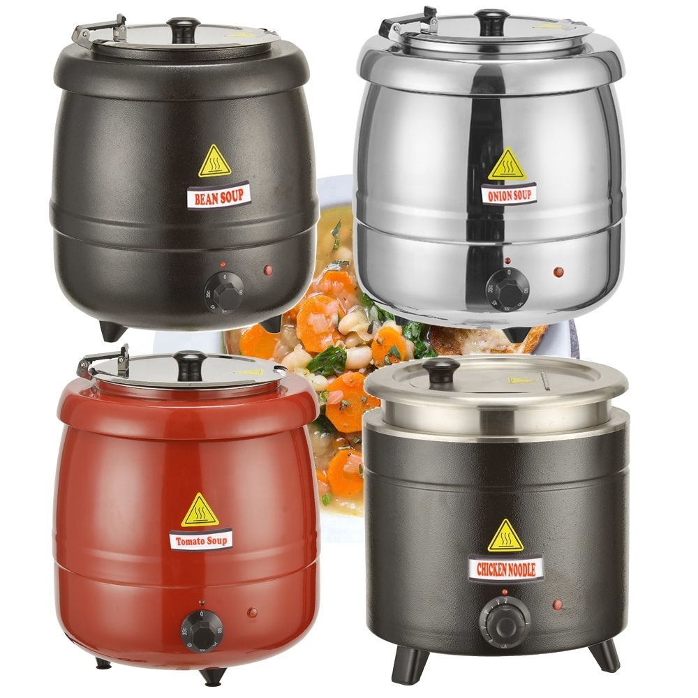 Hot Sale Electric Gold 10L Stainless Steel Hot Soup Kettle Warmer  Buffet Heating Soup Warming Pot