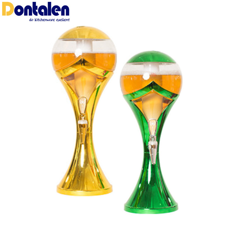 Dontalen 3L Capacity Automatic Plastic Green One Tap Beer Tower Drink Dispenser With Ice Tube Cooling